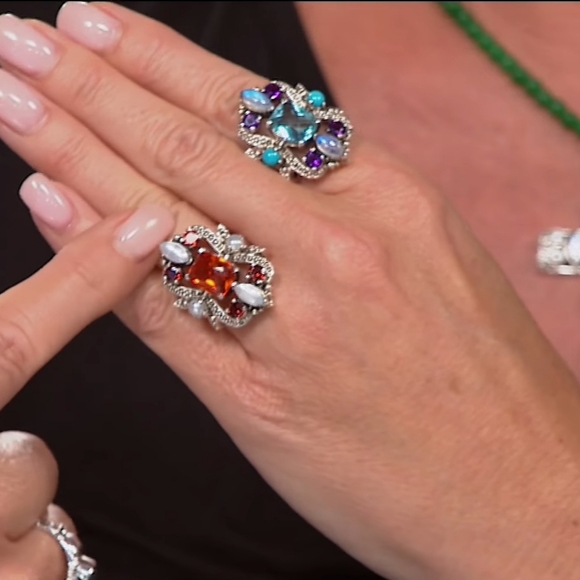 NICKY BUTLER New Honey Quartz Garnet Pearl Size 7 Sterling Silver Designer Ring - Picture 3 of 12